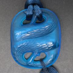 Rene Lalique Blue Glass Serpents Pendant - 2295421