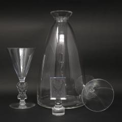 Rene Lalique Glass Strasbourg Decanter with 2 Glasses - 2846469