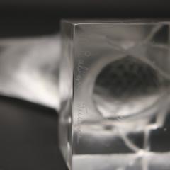 Rene Lalique Moineau Sur Socle Ailes Fermees Paperweight - 2889813