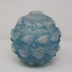 Rene Lalique Opalescent Glass Blue Stain Camaret Vase - 3555629