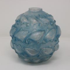 Rene Lalique Opalescent Glass Blue Stain Camaret Vase - 3555631