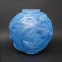 Rene Lalique Opalescent Glass Blue Stained Formose Vase - 4258993