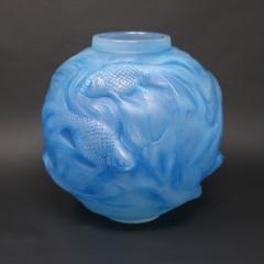 Rene Lalique Opalescent Glass Blue Stained Formose Vase - 4258994
