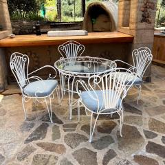 Rene Prou 1950s French Sculptural Wrought Iron Patio Dining Set Restored - 3605594