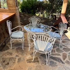 Rene Prou 1950s French Sculptural Wrought Iron Patio Dining Set Restored - 3605595