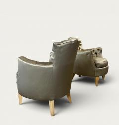 Rene Prou French Pair of Button Back Small Armchairs circa 1940 attributed to Ren e Prou - 4572995