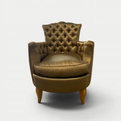Rene Prou French Pair of Button Back Small Armchairs circa 1940 attributed to Ren e Prou - 4573000