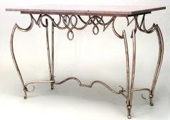 Rene Prou French Rene Prou Iron and Marble Top Center Table - 1438605