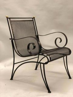 Rene Prou Midcentury Partial Gilt Wrought Iron Lounge Chairs Attributed to Ren Prou Pair - 1623363