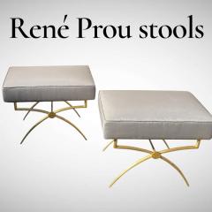 Rene Prou Pair of 1940s wrought iron stools by Ren Prou - 4502183