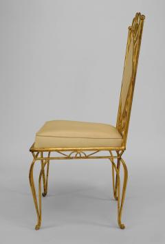 Rene Prou Pair of French 1940s Gilt Metal Side Chairs - 424904