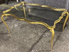 Rene Prou Rene Prou gold leaf wrought iron ondulation coffee table - 1826811