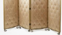Rene Prou Rene Prou pale rose 4 fold room screen with gold leaf wrought iron accent - 948488