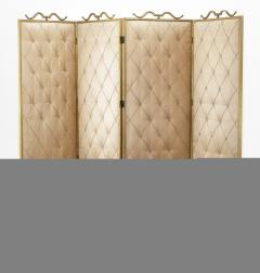 Rene Prou Rene Prou pale rose 4 fold room screen with gold leaf wrought iron accent - 948492