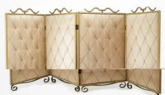 Rene Prou Rene Prou pale rose 4 fold room screen with gold leaf wrought iron accent - 948493