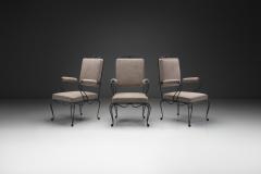 Rene Prou Set of Three Armchairs with Metal Frames by Ren Prou Attr France ca 1940s - 4603796