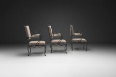Rene Prou Set of Three Armchairs with Metal Frames by Ren Prou Attr France ca 1940s - 4603938