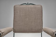 Rene Prou Set of Three Armchairs with Metal Frames by Ren Prou Attr France ca 1940s - 4603942