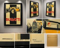 Rene Vincent Bugatti Type 46 Art Deco Lithograph Poster by Ren Vincent Framed - 4727255