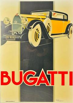 Rene Vincent Bugatti Type 46 Art Deco Lithograph Poster by Ren Vincent Framed - 4728396