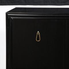 Renzo Rutili Mid Century Modern Ebonized Walnut Cabinet w Bronze Pulls by Renzo Rutili - 2551605