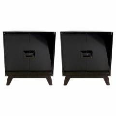 Renzo Rutili Pair of Renzo Rutili Italian Black Lacquer Modern Cabinets - 4272561