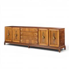 Renzo Rutili Renzo Rutili for Johnson Furniture Mid Century Walnut and Brass Credenza - 4642663