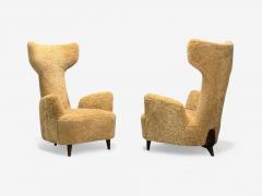 Renzo Zavanella Honey Sheepskin Wood Rare Lounge Chairs Italy 1950s - 4265502