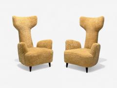 Renzo Zavanella Honey Sheepskin Wood Rare Lounge Chairs Italy 1950s - 4265505