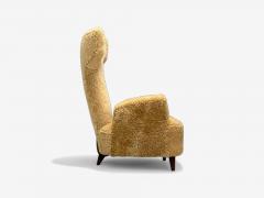Renzo Zavanella Honey Sheepskin Wood Rare Lounge Chairs Italy 1950s - 4265506