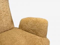 Renzo Zavanella Honey Sheepskin Wood Rare Lounge Chairs Italy 1950s - 4265510