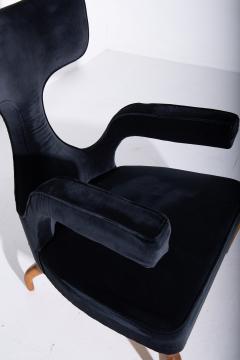 Renzo Zavanella Pair of Zavanella Wood and Black Velvet Chairs - 3666938