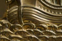 Repouss Fire Screen in Patinated Brass with Galleon Early 20th Century - 4677428