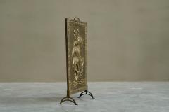 Repouss Fire Screen in Patinated Brass with Galleon Early 20th Century - 4677435