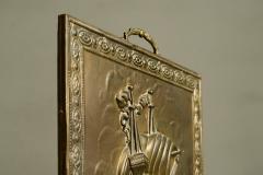 Repouss Fire Screen in Patinated Brass with Galleon Early 20th Century - 4677440