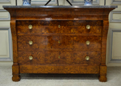 Restauration Period Burl Elm 4 drawer Commode - 1092440