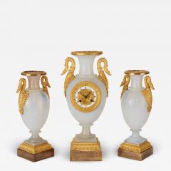 Restauration Period opaline glass three piece clock set by de Boussiard - 2942480