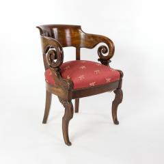 Restoration Period Barrel Back Desk Chair In Cuban Mahogany French Circa 1820  - 2500759
