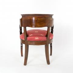 Restoration Period Barrel Back Desk Chair In Cuban Mahogany French Circa 1820  - 2500761