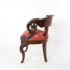 Restoration Period Barrel Back Desk Chair In Cuban Mahogany French Circa 1820  - 2500762