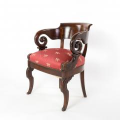 Restoration Period Barrel Back Desk Chair In Cuban Mahogany French Circa 1820  - 2500763
