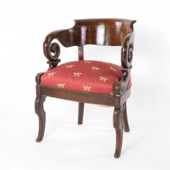 Restoration Period Barrel Back Desk Chair In Cuban Mahogany French Circa 1820  - 2500764