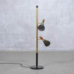 Restored 1960s Mid Century Modern Floor Lamp Brass Wood Elegance - 3494210