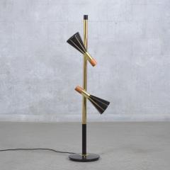 Restored 1960s Mid Century Modern Floor Lamp Brass Wood Elegance - 3494211