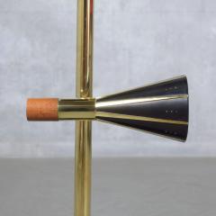 Restored 1960s Mid Century Modern Floor Lamp Brass Wood Elegance - 3494213