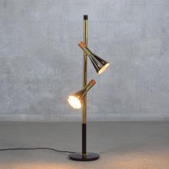 Restored 1960s Mid Century Modern Floor Lamp Brass Wood Elegance - 3494214