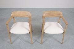 Restored 1990s Mid Century Boucle Armchairs White Upholstered with Beech Finish - 3485864