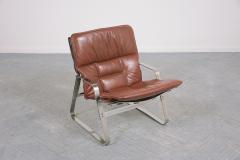 Restored Elsa Nordahl Solheim Mid Century Modern Leather Chrome Lounge Chairs - 3534401