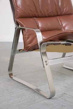 Restored Elsa Nordahl Solheim Mid Century Modern Leather Chrome Lounge Chairs - 3534403