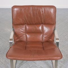 Restored Elsa Nordahl Solheim Mid Century Modern Leather Chrome Lounge Chairs - 3534404